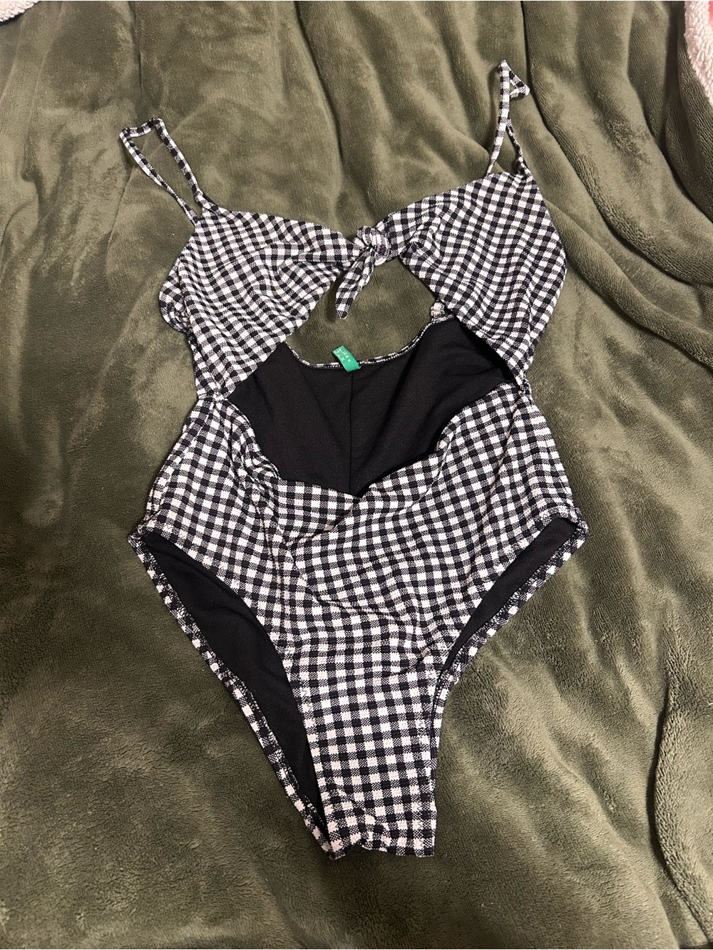 Black & White Gingham One-Piece Swimsuit Medium ( M )